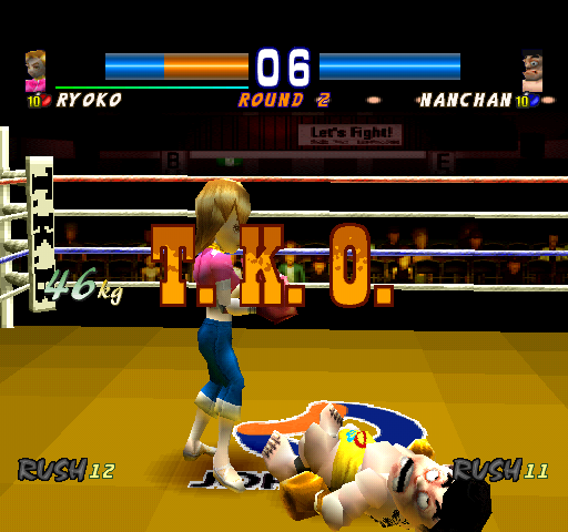 Kickboxing (PlayStation) screenshot: T.K.O.