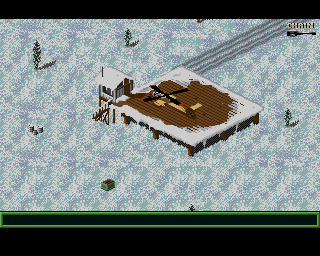 Jungle Strike (Amiga) screenshot: Level 6 - This level is a snowy level.