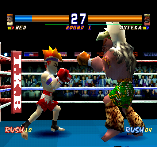 Kickboxing (PlayStation) screenshot: Red vs Asteka.