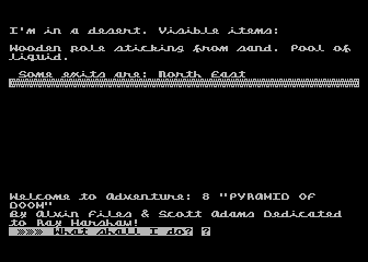 Pyramid of Doom (Atari 8-bit) screenshot: Game start