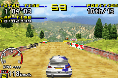 SEGA Rally Championship (Game Boy Advance) screenshot: The Mountain track 1