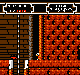 Disney's DuckTales 2 (NES) screenshot: If you check every wall you'll find many secret paths