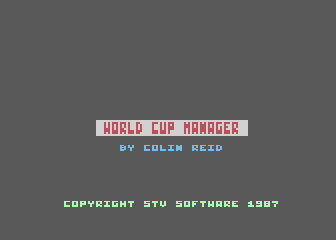 World Cup Manager (Atari 8-bit) screenshot: Title screen