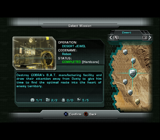 G.I. Joe: The Rise of Cobra (PlayStation 2) screenshot: Mission selection