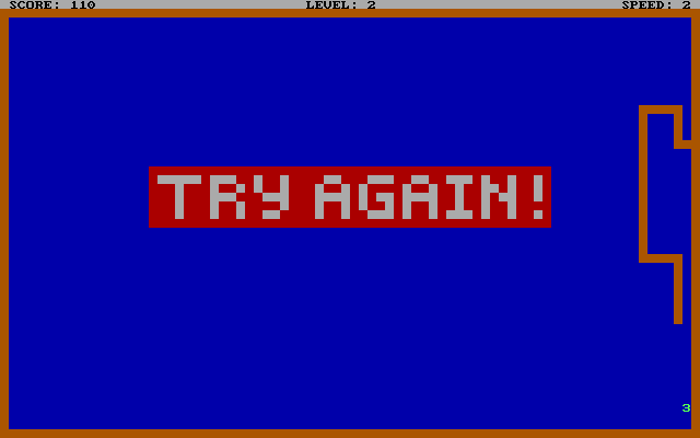 Zmiy (DOS) screenshot: Try again