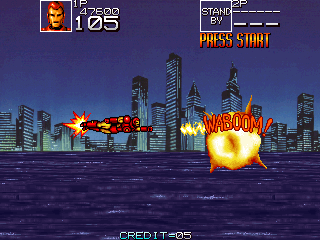 Captain America and the Avengers (Arcade) screenshot: Playing with Iron Man in Manhattan