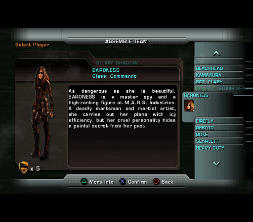 G.I. Joe: The Rise of Cobra (PlayStation 2) screenshot: Choosing the duo