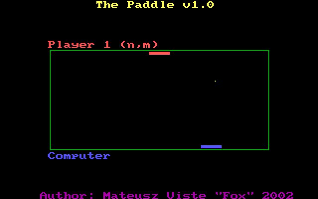 The Paddle (DOS) screenshot: Gameplay screen