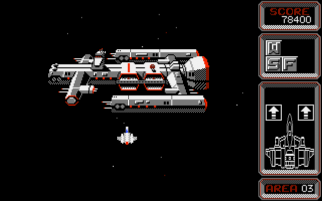 Silpheed (Apple IIgs) screenshot: After each level you dock at a starbase.