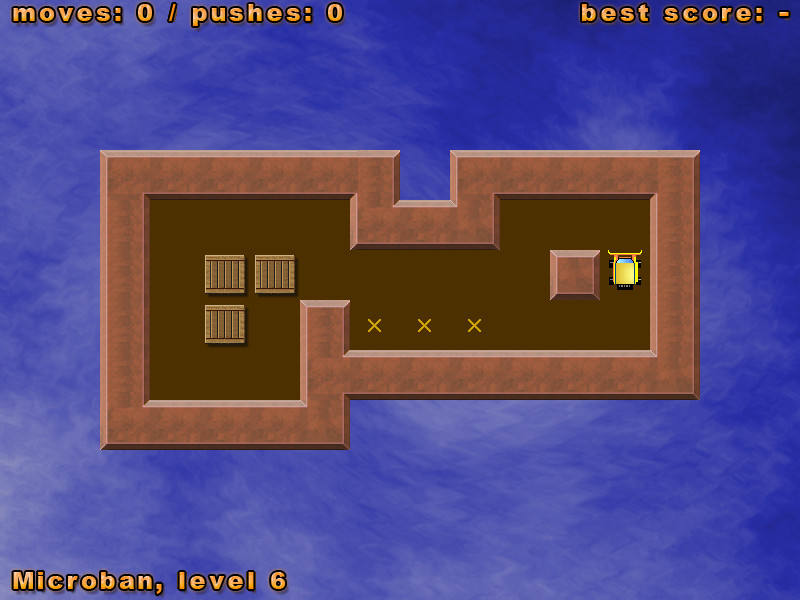 Simple Sokoban (Windows) screenshot: Microban, Level 6