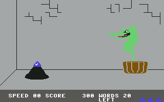 Wizard of Id's WizType (Commodore 64) screenshot: I'm a char-grilled wizard.