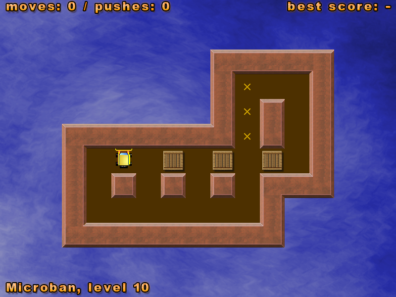 Simple Sokoban (Windows) screenshot: Microban, Level 10