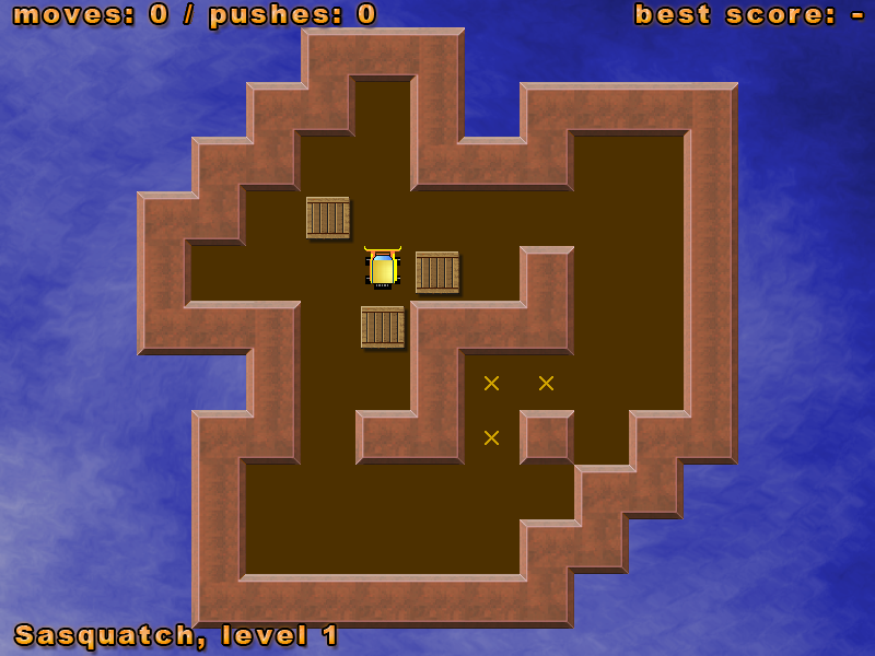 Simple Sokoban (Windows) screenshot: Sasquatch, Level 1
