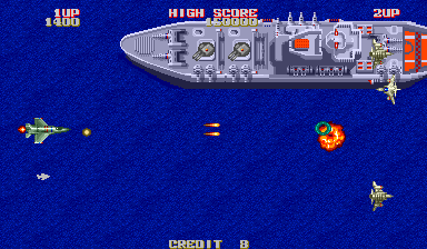 Screenshot of Twin Falcons (Arcade, 1989) - MobyGames