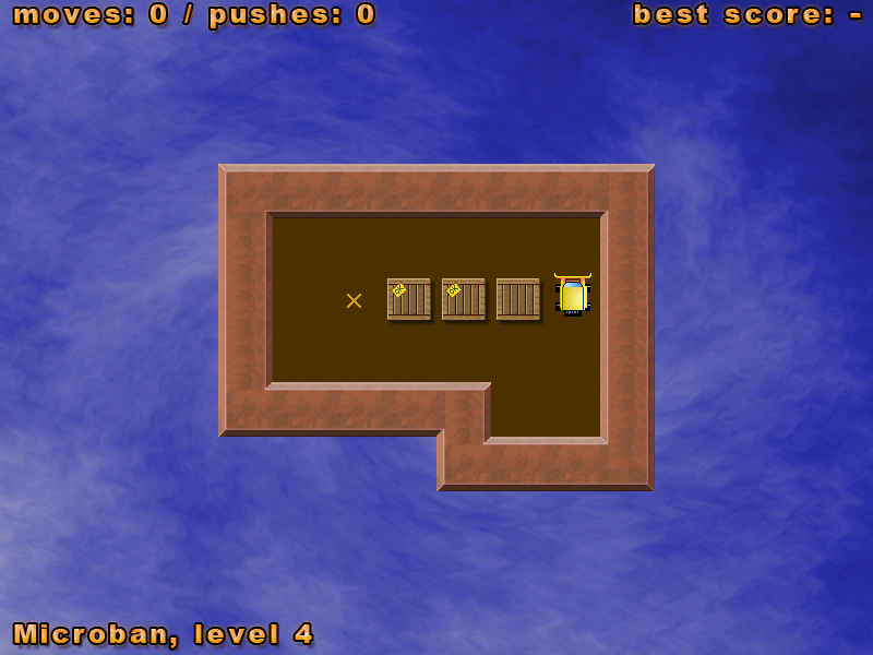 Simple Sokoban (Windows) screenshot: Microban, Level 4