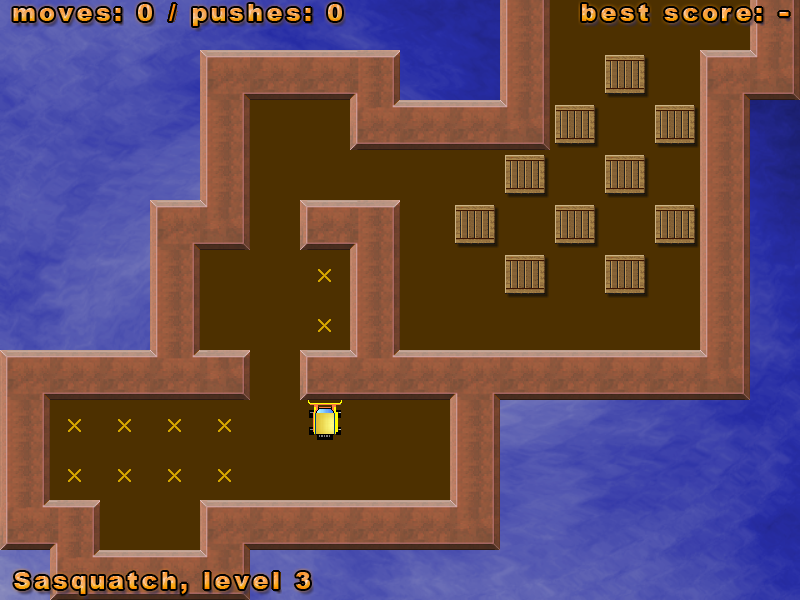 Simple Sokoban (Windows) screenshot: Sasquatch, Level 3