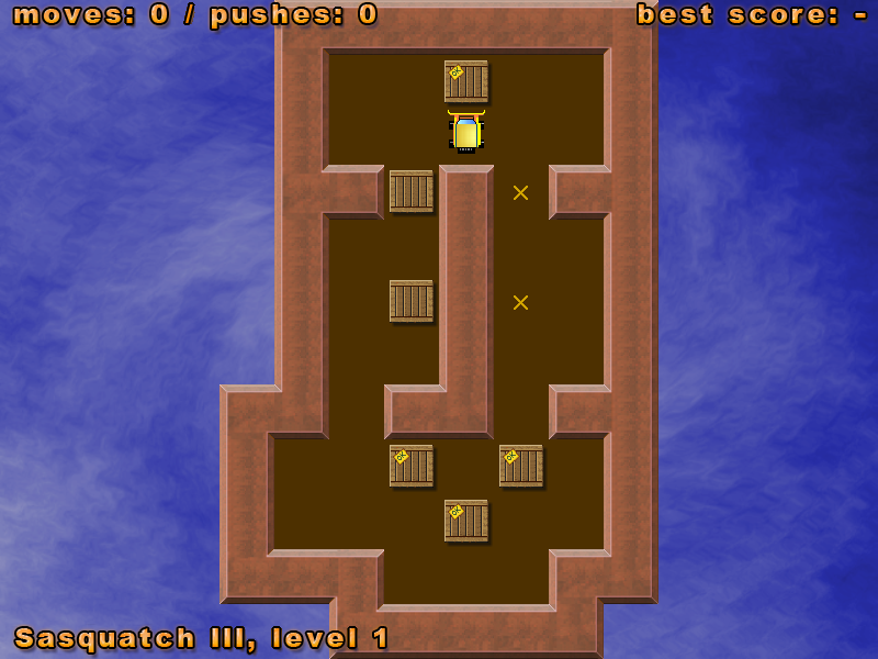Simple Sokoban (Windows) screenshot: Sasquatch III, Level 1