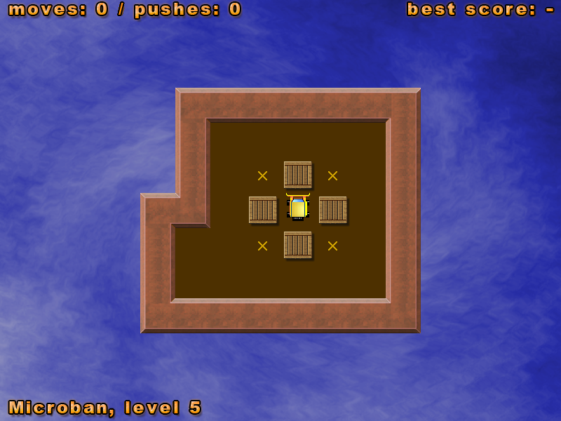 Simple Sokoban (Windows) screenshot: Microban, Level 5