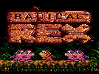 Radical Rex (SEGA CD) screenshot: Title screen animation. Dancing dino-babes.