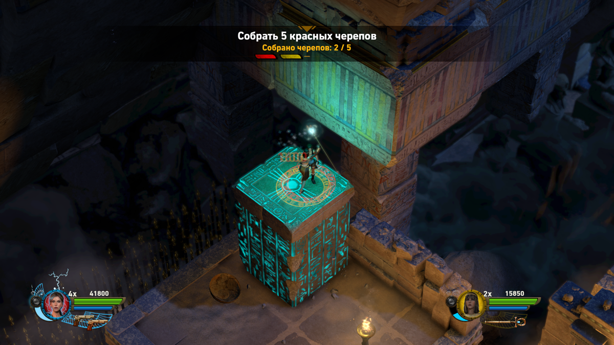 Lara Croft and the Temple of Osiris (Windows) screenshot: Isis uses her staff to raise the platform