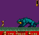 Gold and Glory: The Road to El Dorado (Game Boy Color) screenshot: Fighting with Armored Cougar...