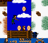 Gold and Glory: The Road to El Dorado (Game Boy Color) screenshot: Jumping and using Cutlass...