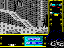 Ninja Remix (ZX Spectrum) screenshot: Level 6, "The House": Switch On.<br> Don't venture yourself in the dark, although you're a "Shadow Warrior".