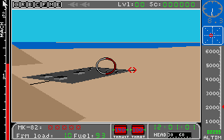 Jet (Atari ST) screenshot: Launching a missile against the enemy base