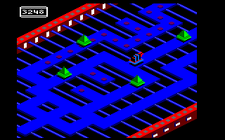 Sigma 7 (Amstrad CPC) screenshot: Stage II: Phase 2.<br> The tank has turned red. This is because it is about to fire a plasma blast.