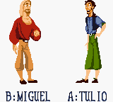 Gold and Glory: The Road to El Dorado (Game Boy Color) screenshot: Player selection...