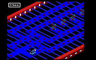 Sigma 7 (Amstrad CPC) screenshot: Stage I: Phase 2.<br> Phases 2 (at all stages) are not quite what they seem. This is not a <i>Pac-man</i> clone I guarantee you that.