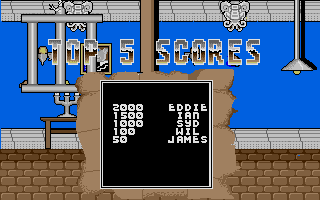 Scary (Atari ST) screenshot: The high-score table