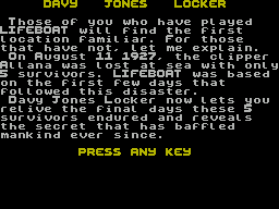 Davy Jones Locker (ZX Spectrum) screenshot: The first story screen