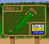Tiger Woods PGA Tour 2000 (Game Boy Color) screenshot: Field layout (for Hole 1).