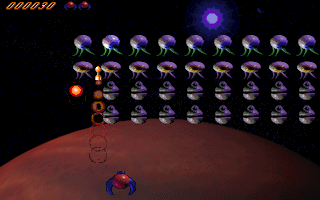 Space Bastards (Windows 3.x) screenshot: Starting the first of many waves of aliens
