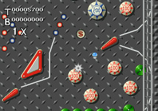 Virtual Pinball (Genesis) screenshot: Metallic table
