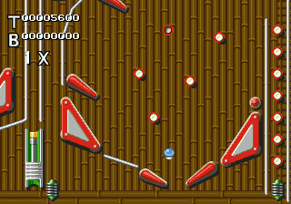 Virtual Pinball (Genesis) screenshot: Four flippers in total on this screen