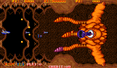 Turtleship (Arcade) screenshot: Boss stage 1