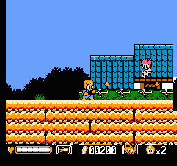 Mitsume ga Tōru (NES) screenshot: This enemy jumps to avoid your attacks