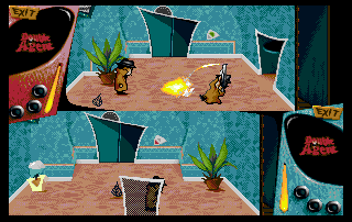 Double Agent (Amiga) screenshot: Using a shotgun