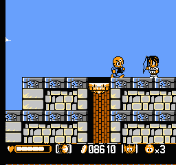 Mitsume ga Tōru (NES) screenshot: You can buy many staff if you talk to this guy - assuming you have money of course