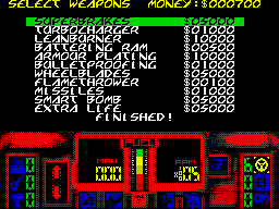 Overlander (ZX Spectrum) screenshot: Buy "accessories"