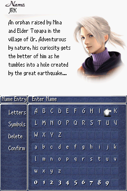 Final Fantasy III (Nintendo DS) screenshot: Enter your name.