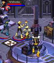 X-Men: Legends (N-Gage) screenshot: Colossus is holding the nuclear core preventing the meltdown.