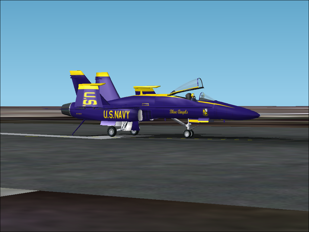 Military Collection (Windows) screenshot: F/A-18C - The canopy opens, the tailhook moves, and the wings can fold.