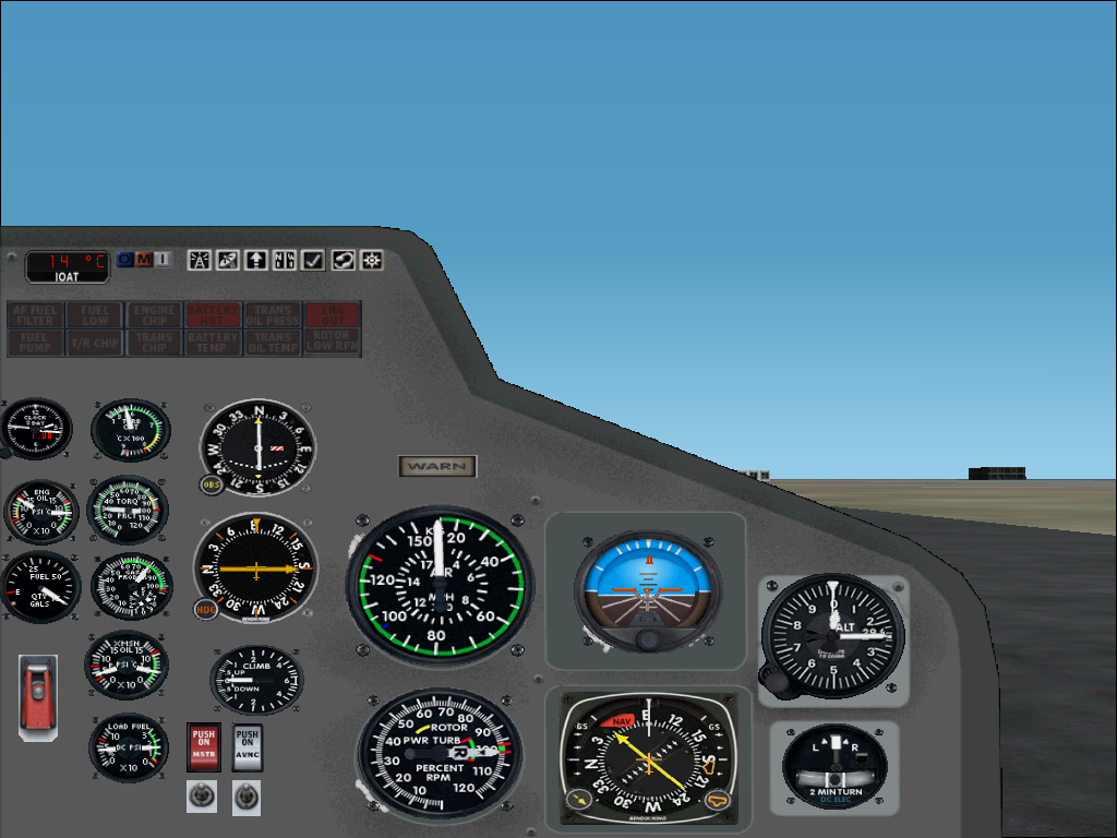 Military Collection (Windows) screenshot: OH-58D - The 2D cockpit takes up some space.