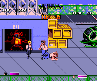 Double Dragon II: The Revenge (Amiga) screenshot: Level 1 - first buddies to get rid of.