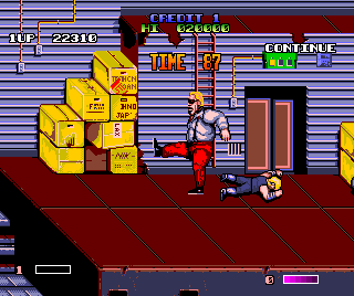 Double Dragon II: The Revenge (Amiga) screenshot: This one is really huge. And he got me.