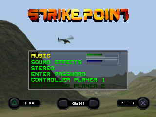 StrikePoint (PlayStation) screenshot: Options.