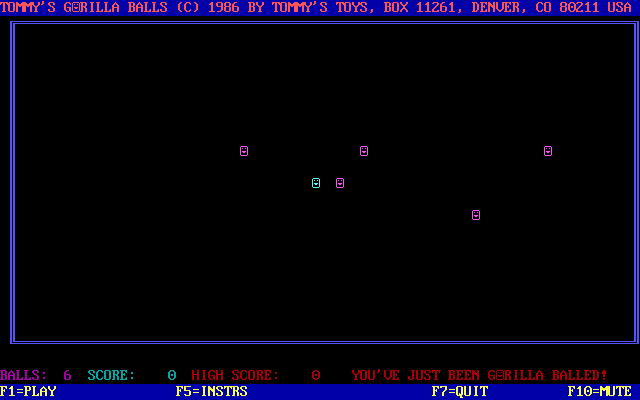 Tommy's Gorilla Balls (DOS) screenshot: Oh no! I've been balled!...again!...er.